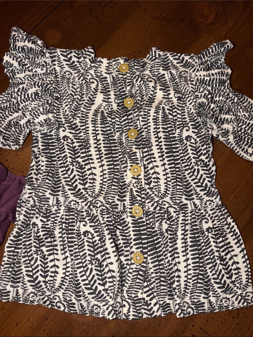 Kate Quinn “The Woods” Sz 6-12M Purple Leggings with White/Black Printed Peplum - Picture 2 of 5